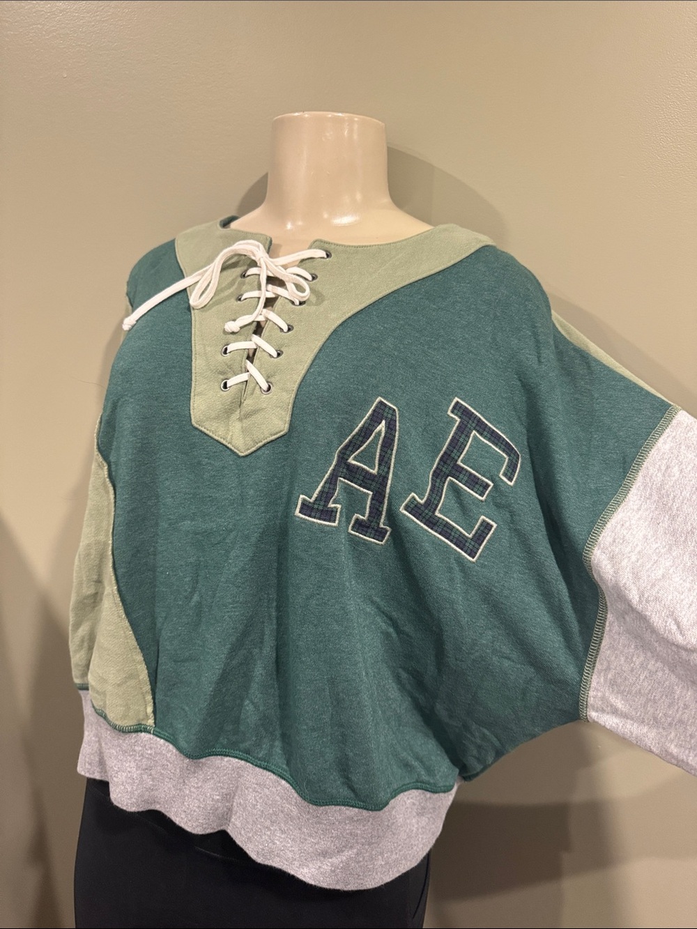 American eagle patchwork cropped sweater